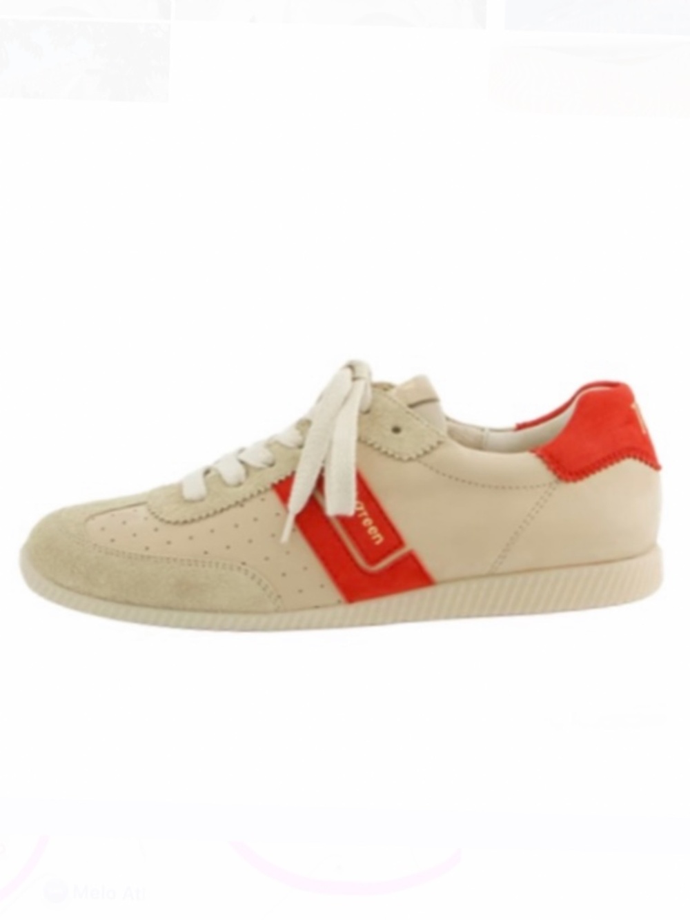 Leather Sneaker. Beige/ Res leather combo Never used. In box